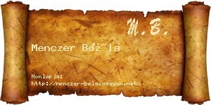 Menczer Béla névjegykártya